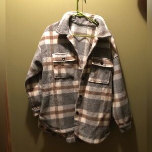 Plaid Button-Up Jacket